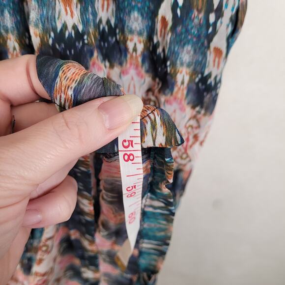 Nicole Miller Artelier blue and red print gauzy artsy maxi dress size 4 Boho - Picture 14 of 14